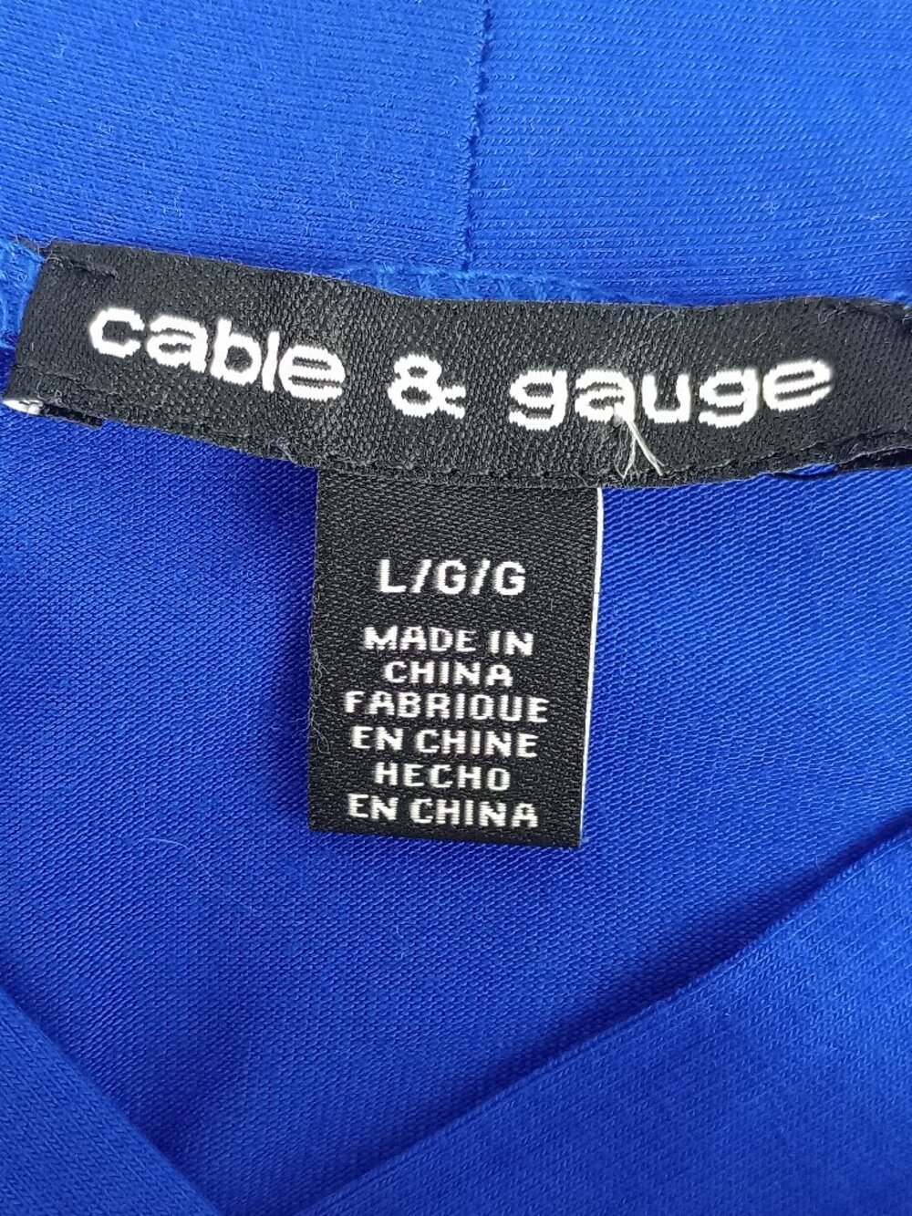 Cable & Guage Womens L Royal Blue Silver Cross Neck Grommet Blouse Shirt - Picture 3 of 6
